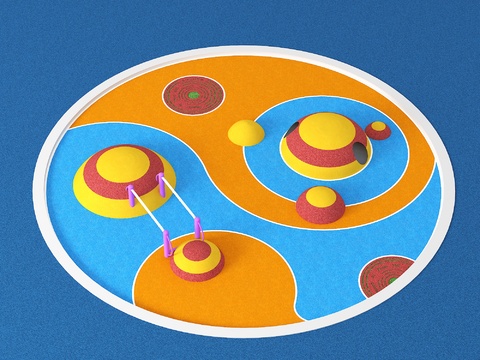  圆形儿童活动场地  儿童游乐器材3d模型 