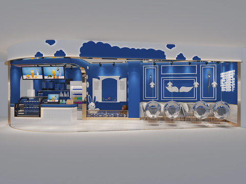  现代奶茶店 茶饮店3d模型 
