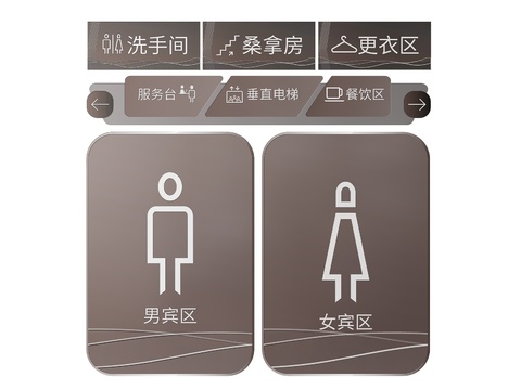  洗浴店指示牌 标识牌 洗浴中心导视 提示牌3d模型 