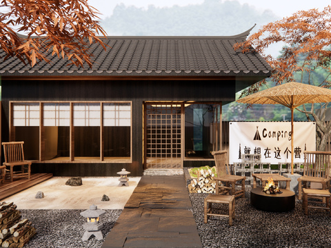  新中式露营 乡村营地 民宿庭院3d模型 