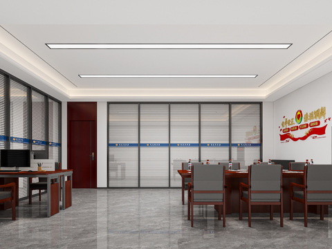  现代党建会议室 接待室3d模型 