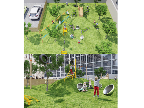  户外钻爬滑道 游乐设备3d模型 