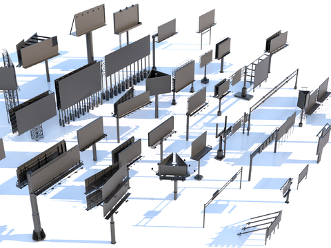  广告牌 展架 立柱广告牌3d模型 