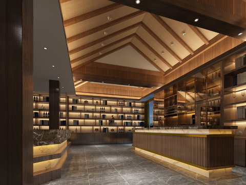  会所酒吧大堂3d模型 