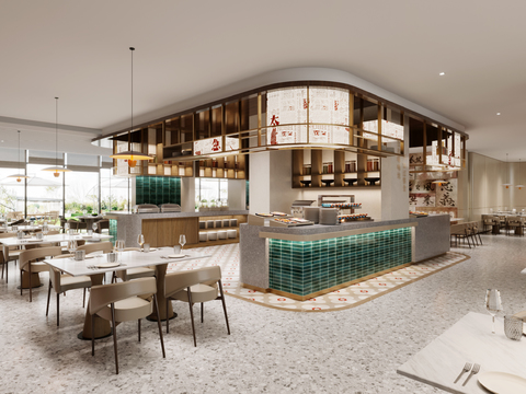  自助餐厅 酒店餐厅3d模型 