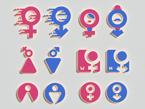  男女标识牌 导视牌3d模型 