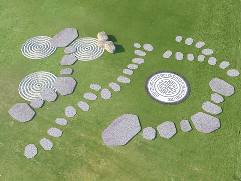  汀步 石板3d模型 