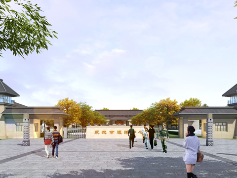  景区 大门 景观场景3d模型 