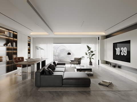  现代客餐厅3d模型 