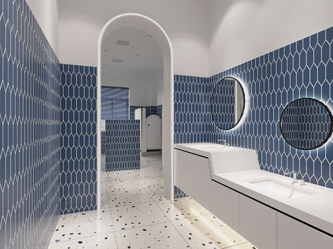  公共卫生间 洗手间3d模型 