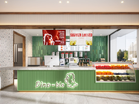  奶茶店 甜品店3d模型 