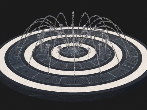  户外喷泉 旱喷 水景3d模型 