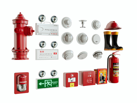  现代消防设备3d模型 
