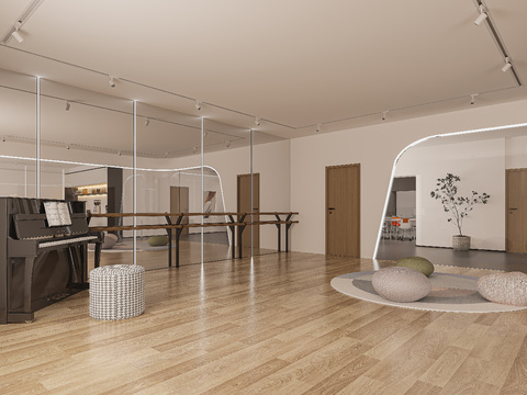  现代舞蹈室 钢琴室 休息区3d模型 