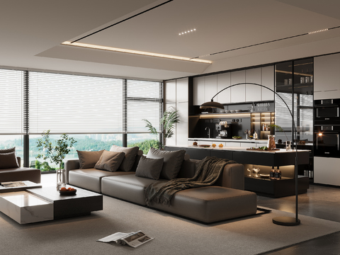  意式客餐厅3d模型 