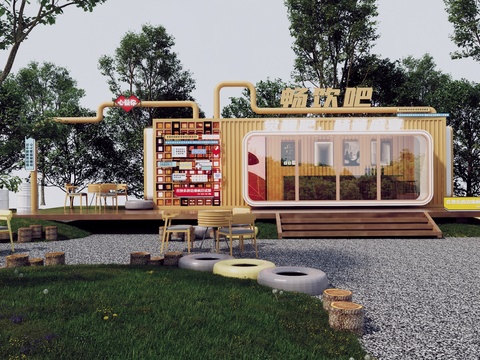  营地酒吧 集装箱酒吧3d模型 