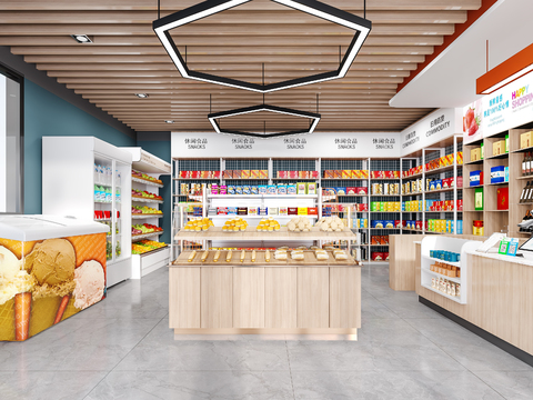  现代超市便利店3d模型 