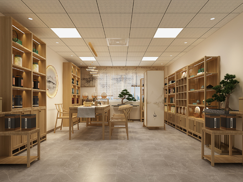  新中式茶叶店 茶楼 茶馆3d模型 