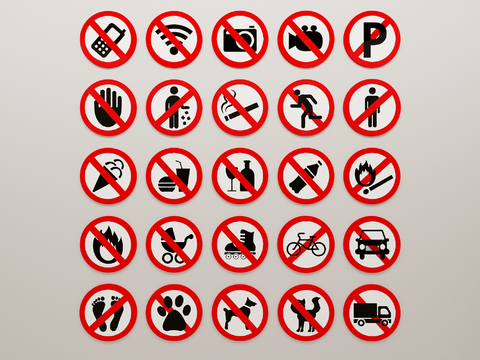  公共指示牌 标识牌 禁止牌3d模型 