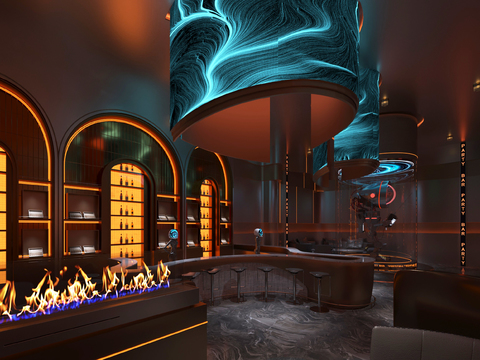  现代酒吧 清吧3d模型 