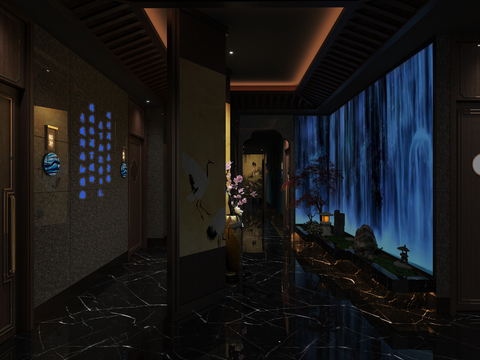  新中式足浴会所3d模型 