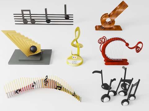  音乐主题雕塑 乐器音符雕塑3d模型 
