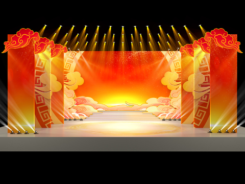  国风舞台3d模型 