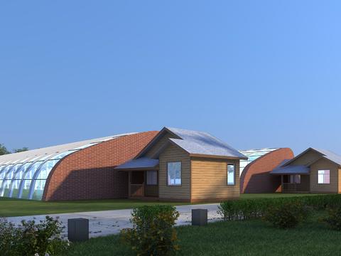  乡村牲口棚 农村研学基地3d模型 