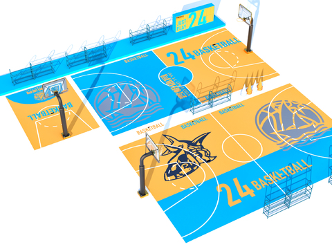  篮球场 球场3d模型 