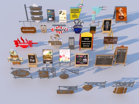  广告牌 侧招 标识牌 店招灯箱3d模型 