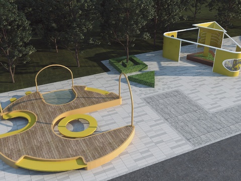  现代商业运动 公园景观3d模型 