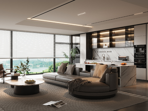  意式客餐厅3d模型 