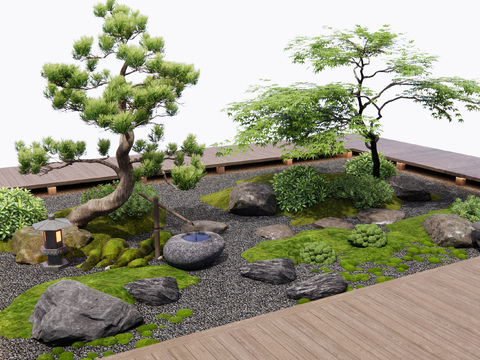  庭院小品 枯山水造景3d模型 