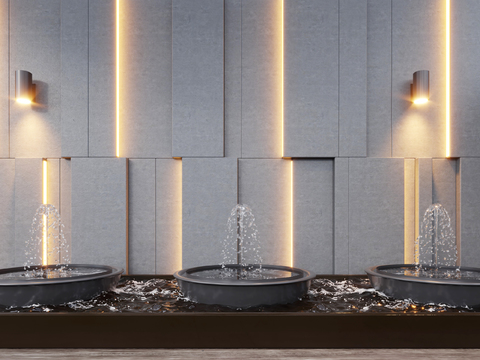  喷泉水景 流水 瀑布3d模型 