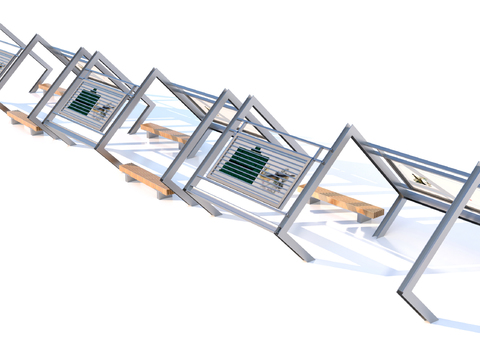  廊架 文化长廊 钢结构架3d模型 