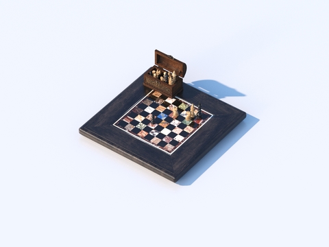  国际象棋 棋盘3d模型 