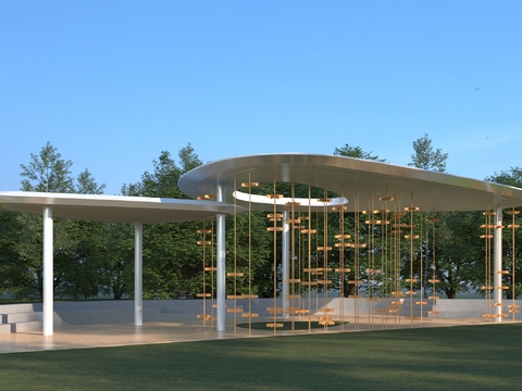  现代异形廊架 休闲廊架3d模型 