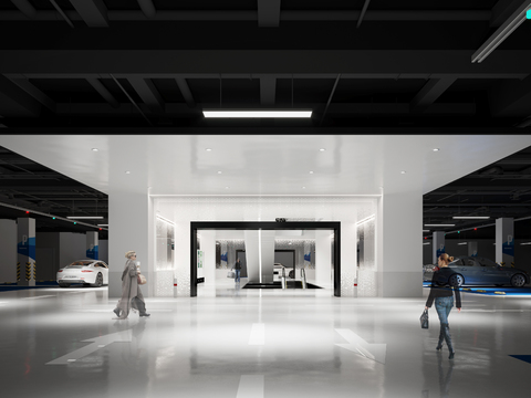  地下停车场 电梯间入口3d模型 