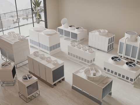  冷却塔 排气扇 水箱3d模型 