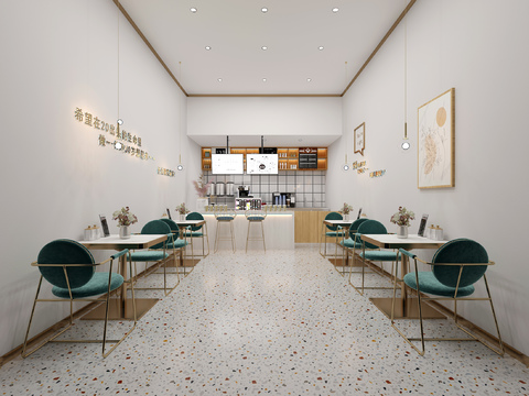  现代奶茶店 茶饮店3d模型 
