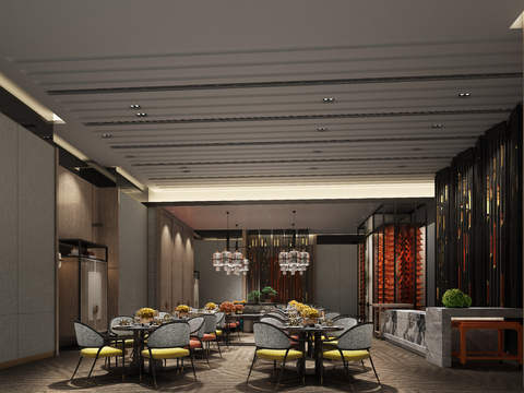  酒店餐厅 西餐厅3d模型 