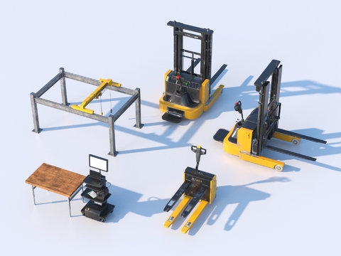  叉车 拖板车 搬运车3d模型 