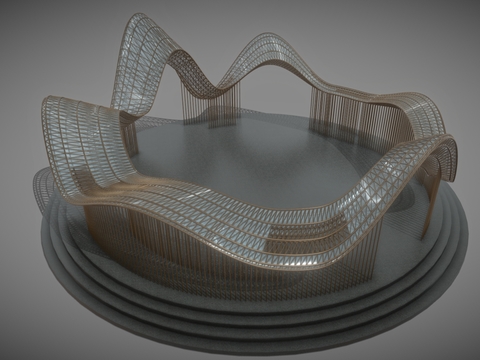  户外廊架 景观长廊3d模型 