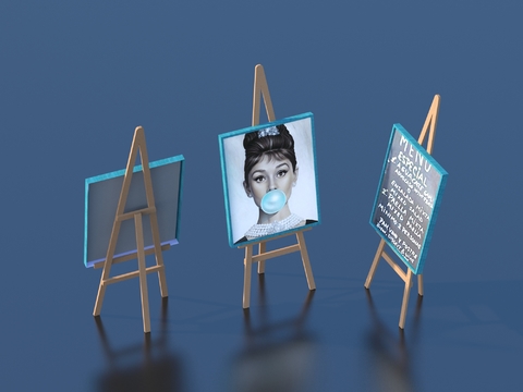  现代画架 画板 画具3d模型 