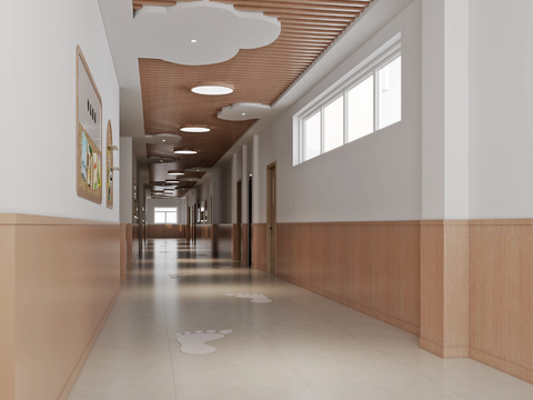  幼儿园走廊 过道3d模型 