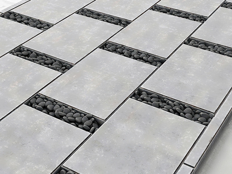  青石板路面3d模型 