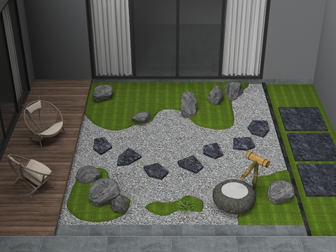  庭院景观 天井花园3d模型 