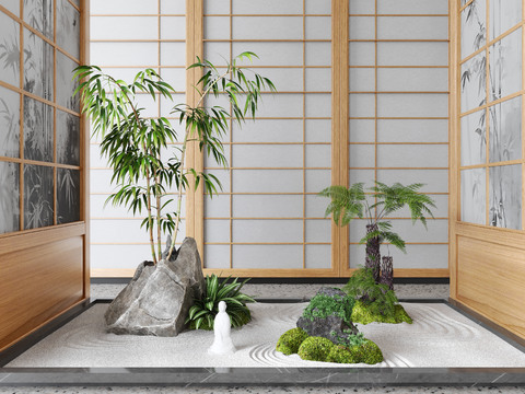  新中式 景观造景 室内景观3d模型 