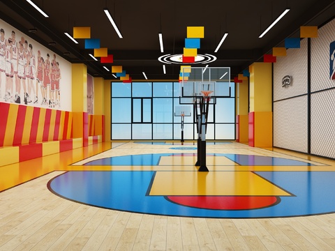  室内篮球场3d模型 