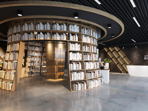  现代书店 图书馆3d模型 